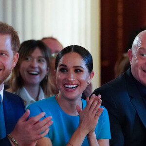 Le prince Harry, duc de Sussex, et Meghan Markle, duchesse de Sussex lors de la cérémonie des Endeavour Fund Awards au Mansion House à Londres, Royaume Uni, le 5 mars 2020.