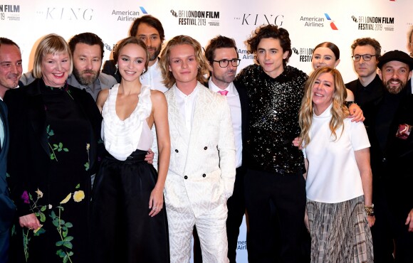 Lily-Rose Depp, Timothée Chalamet et l'équipe du film "Le Roi" au BFI London Film Festival, le 3 octobre 2019.