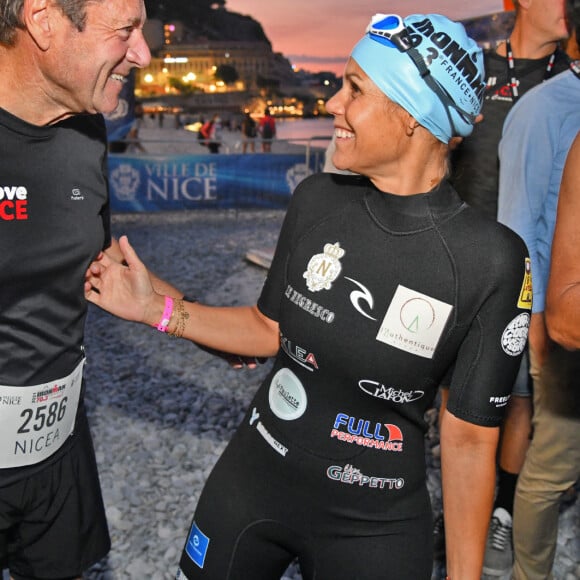 Exclusif - Christian Estrosi, le maire de Nice, et sa femme Laura Tenoudji Estrosi durant l'IronMan 70.3 2021 à Nice le 12 septembre 2021. © Bruno Bebert / Bestimage