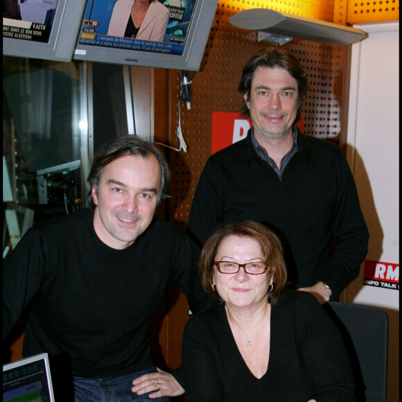 Olivier Truchot, Alain Marschall et Josiane Balasko - Emission des Grandes Gueules sur RMC. © Guillaume Gaffiot/Bestimage