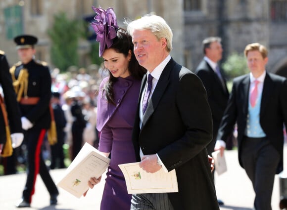 Earl Spencer et Karen Spencer - Les invités à la sortie de la chapelle St. George au château de Windsor, Royaume Uni, le 19 mai 2018.
