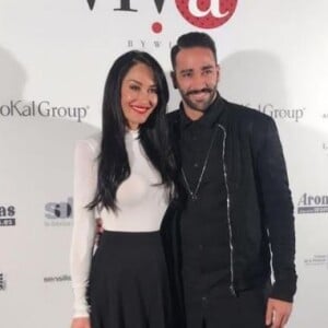 Sidonie Biémont et Adil Rami - Photocall du défilé Flamenco à l'hôtel Alfonso XIII à Madrid, mars 2017.