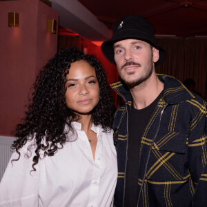 Semi-exclusif - Matt Pokora et sa femme Christina Milian lors de la soirée d'anniversaire de C.Bruna (27 ans) au restaurant Giusé Trattoria à Paris. Un événement organisé par Five Eyes Production. © Rachid Bellak/Bestimage 