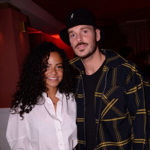 Matt Pokora et sa femme Christina Milian lors de la soirée d'anniversaire de C.Bruna (27 ans) au restaurant Giusé Trattoria à Paris, France, le 1er octobre 2021. Un événement organisé par Five Eyes Production. © Rachid Bellak/Bestimage 