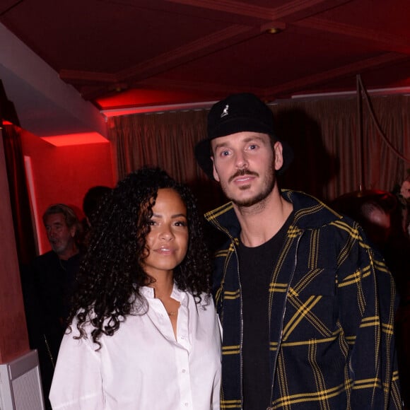 Matt Pokora et sa femme Christina Milian lors de la soirée d'anniversaire de C.Bruna (27 ans) au restaurant Giusé Trattoria à Paris, France, le 1er octobre 2021. Un événement organisé par Five Eyes Production. © Rachid Bellak/Bestimage 