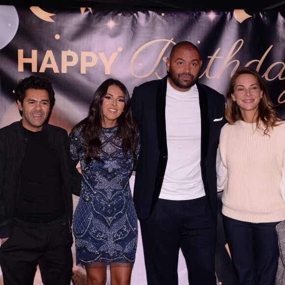 Jamel Debbouze, sa femme Mélissa Theuriau, Fouad Ben Kouider et sa fiancée Nawel Debbouze - Soirée d'anniversaire de Fouad Ben Kouider à Paris. © Rachid Bellak/Bestimage