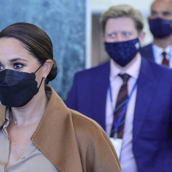 Meghan Markle sort d'un rendez-vous avec le secrétaire général des Nations Unies à New York le 25 septembre 2021. © Luiz Rampelotto/ZUMA Press Wire / Bestimage