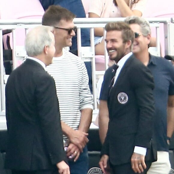 Tom Brady - David Beckham est venu en famille regarder son ancien club de football, les LA Galaxy contre l'Inter Miami (3-2) le 18 avril 2021. Dans la tribune officielle, personne ne porte de masque de protection contre le coronavirus (COVID-19).