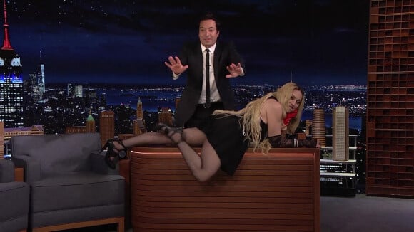 Madonna sur le plateau de l'émission "The Tonight Show starring Jimmy Fallon". Le 8 octobre 2021.