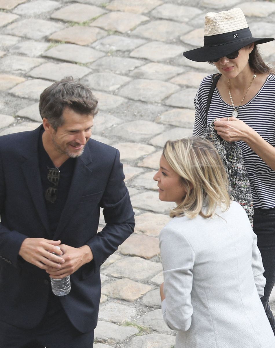 Guillaume Canet, sa compagne Marion Cotillard et Rachid Ferrache - Cérémonie d'hommage national à Jean-Paul Belmondo à l'Hôtel des Invalides à Paris. Le 9 septembre 2021. © Dominique Jacovides/Bestimage