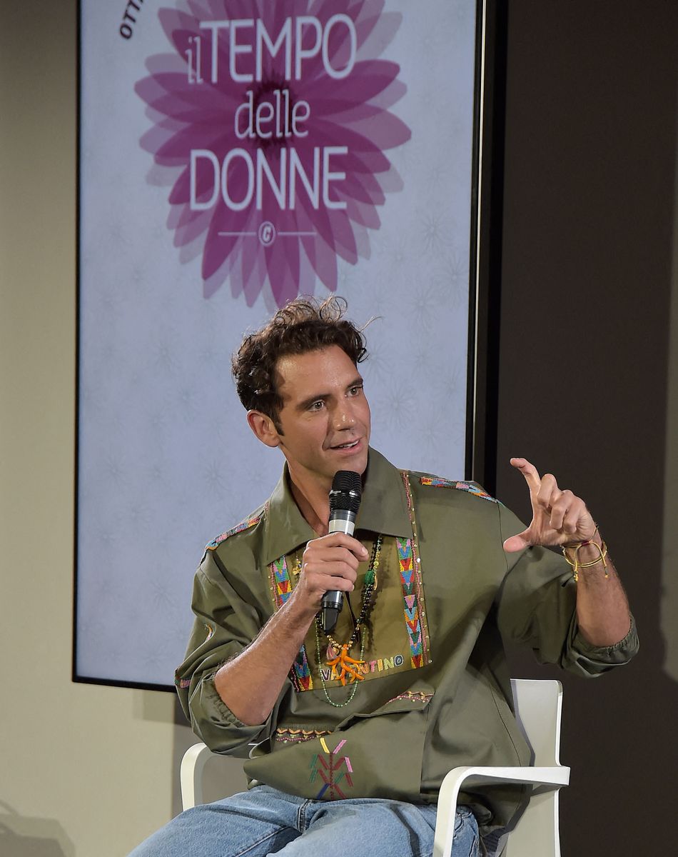 Mika sur le plateau de l'émission "Il tempo delle donne" à Milan. Le 16 septembre 2021