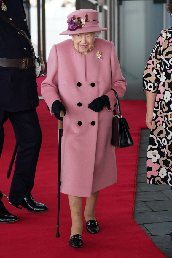 La reine Elisabeth II d'Angleterre assiste à la cérémonie d'ouverture de la sixième session du Senedd à Cardiff, Royaume Uni, 14 octobre 2021. 