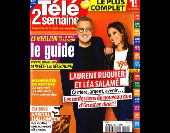 Retrouvez l'interview de Léa Salamé et de Laurent Ruquier dans le magazine Télé 2 Semaines n° 465 du 16 octobre 2021.
