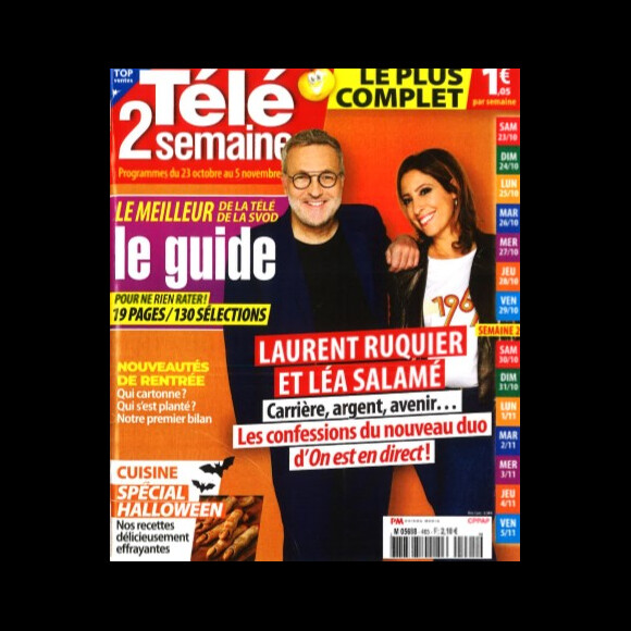 Retrouvez l'interview de Léa Salamé et de Laurent Ruquier dans le magazine Télé 2 Semaines n° 465 du 16 octobre 2021.