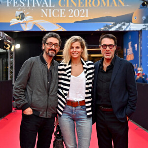 David Foenkinos, Nicolas Bedos, le président du Jury, et sa compagne Pauline Desmonts durant la seconde journée de la 3ème édition du Festival Cinéroman à Nice, le 21 octobre 2021. © Bruno Bebert/Bestimage