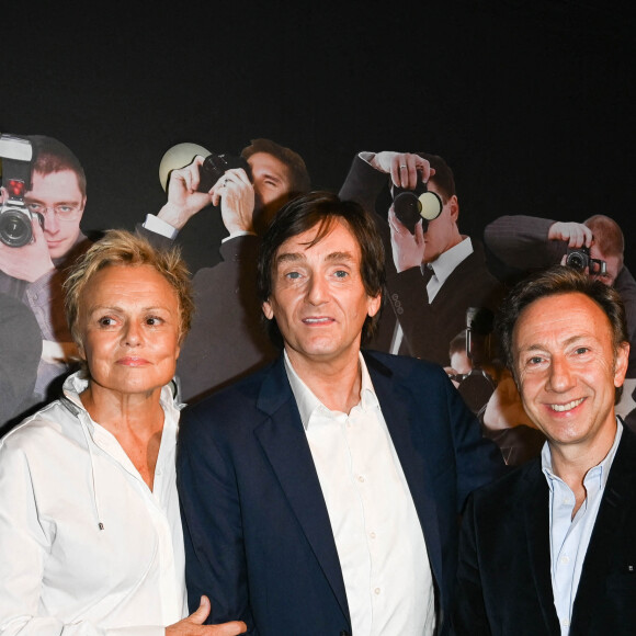 Muriel Robin, Pierre Palmade et Stéphane Bern - Inauguration de la statue de cire de "Muriel Robin et Pierre Palmade" au musée Grévin à Paris le 25 octobre 2021. © Coadic Guirec/Bestimage