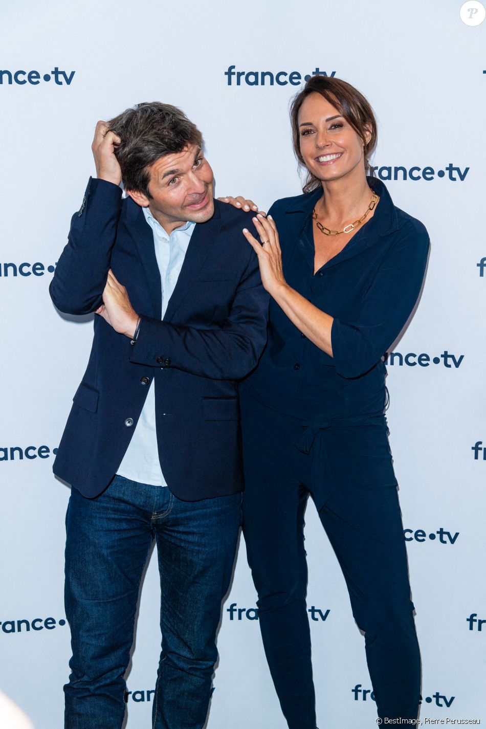 Thomas Sotto, Julia Vignali lors du photocall dans le cadre de la