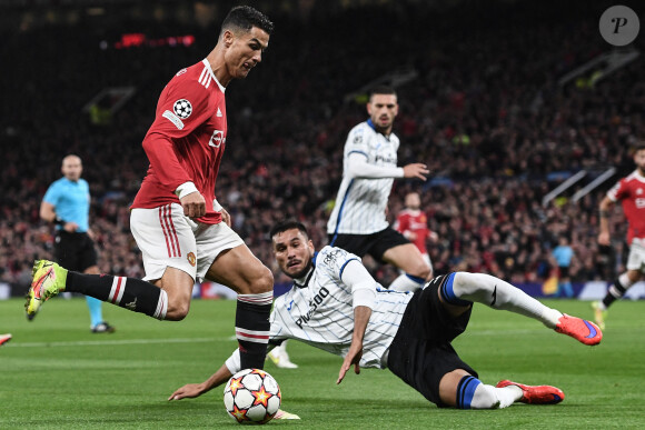 Cristiano Ronaldo-Jose' Luis Palomino - Match de Ligue Des Champions "Manchester United - Atalanta Bergame (3-2)" au stade Old Trafford à Manchester, le 20 octobre 2021.