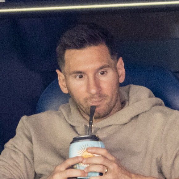 Lionel Leo Messi - People en tribune lors de la rencontre de football Paris Saint Germain PSG contre Clermont (4-0) au Parc des Princes à Paris le 11 septembre 2021 