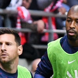 ECHAUFFEMENT - 30 Lionel Messi (PSG) - 03 Presnel Kimpembe (PSG) - Match de football en ligue 1 Uber Eats : Le PSG (Paris Saint Germain ) remporte la victoire 2 à 0 face à Reims au stade Auguste-Delaune le 29 aout 2021. © Philippe Lecoeur/Panoramic/Bestimage 