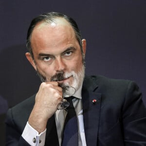 Edouard Philippe, président du Havre Seine Métropole et maire du Havre durant les troisièmes rencontres de l'Axe Seine : décarbonation et transition énergétique de l'Axe Seine, à la mairie de Paris, France, le 26 octobre 2021. © Stéphane Lemouton/Bestimage