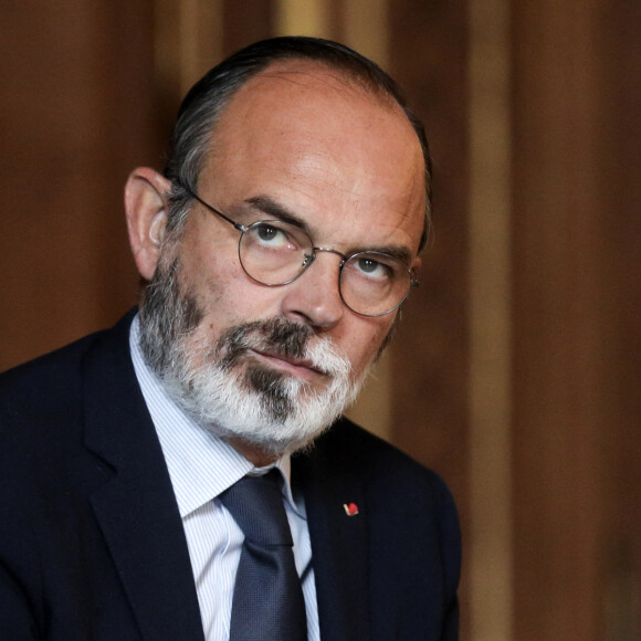 Edouard Philippe, président du Havre Seine Métropole et maire du Havre durant les troisièmes rencontres de l'Axe Seine : décarbonation et transition énergétique de l'Axe Seine, à la mairie de Paris, France, le 26 octobre 2021. © Stéphane Lemouton/Bestimage
