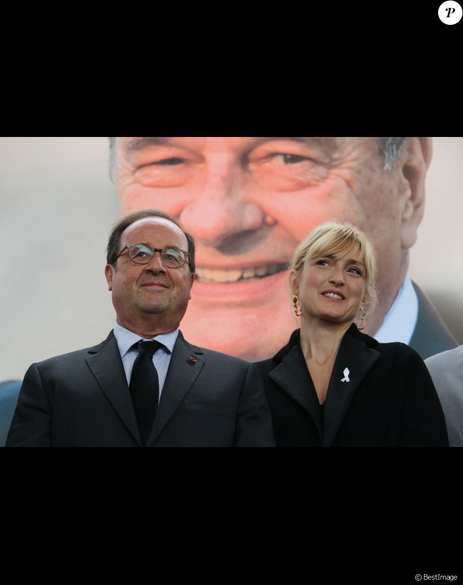 François Hollande et sa compagne Julie Gayet - Claude Chirac, son mari Frédéric Salat-Baroux et son fils Martin Rey-Chirac se sont rendus au musée du président Jacques Chirac de Sarran en Corrèze le 5 octobre 2019.