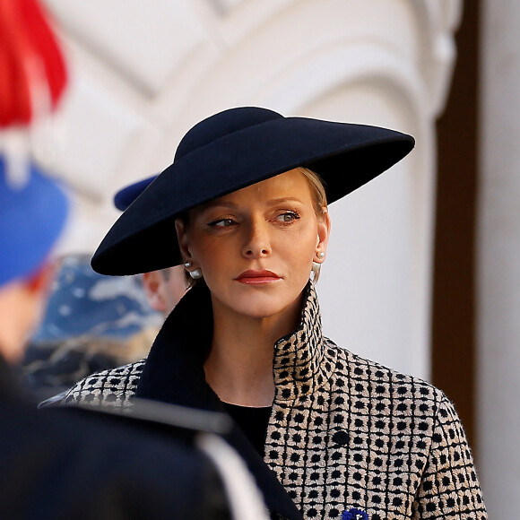 La princesse Charlene de Monaco - La famille princière de Monaco dans la cour du Palais Princier lors de la fête Nationale monégasque à Monaco, le 19 novembre 2018. © Jean-François Ottonello / Nice Matin / Bestimage 