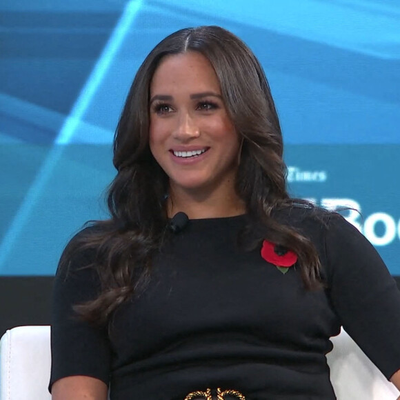 Meghan Markle sur le plateau de l'émission "Minding the Gap" à Los Angeles, le 9 novembre 2021. 