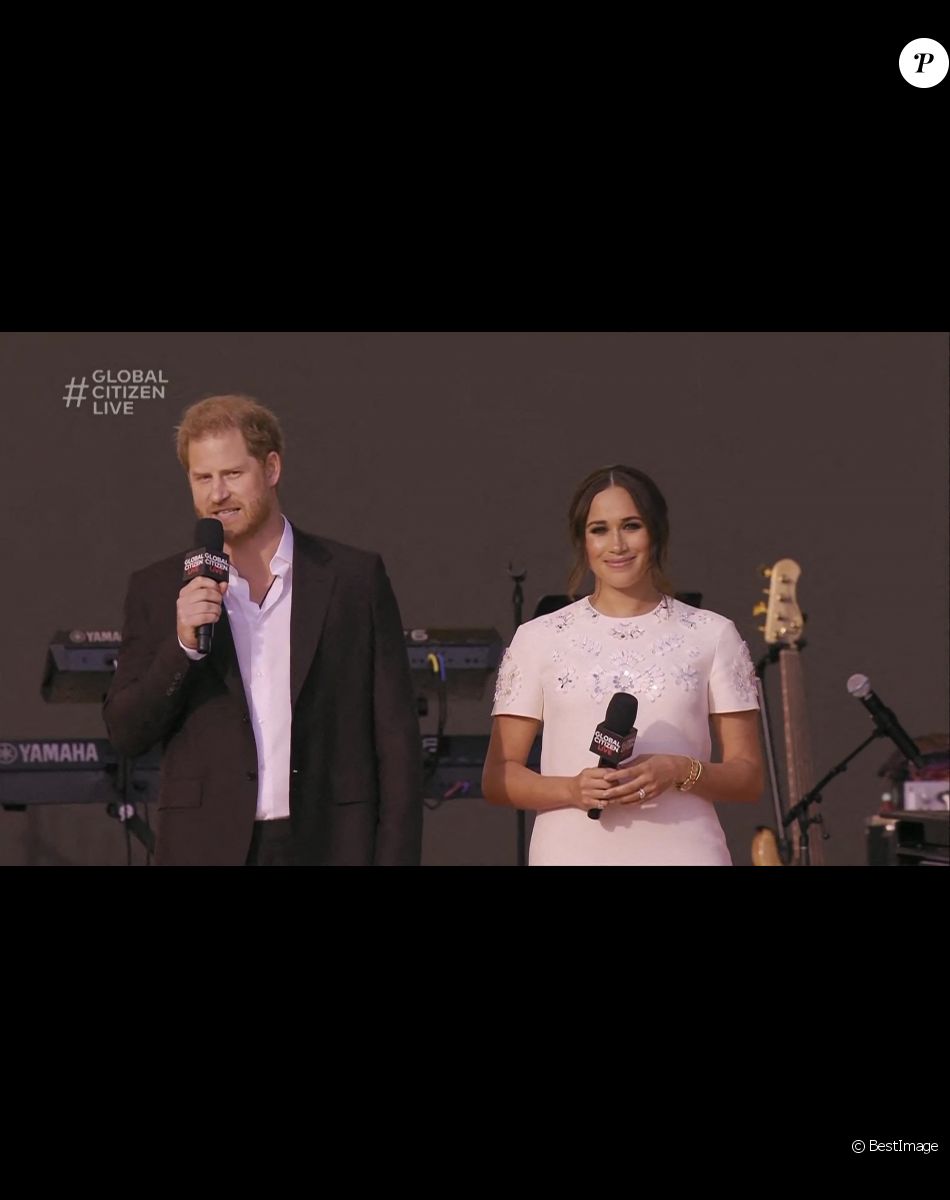 Capture d'écran de l'intervention du Prince Harry et sa femme Meghan Markle pendant le concert "Global Citizen Live" à New York City, New York, etats-Unis, le 26 septembre 2021.