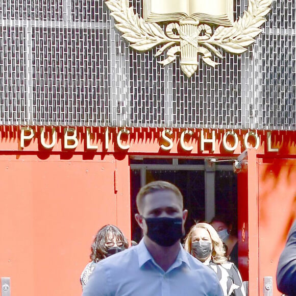 Le prince Harry, duc de Sussex et Meghan Markle ont visité l'école primaire P.S. 123 Mahalia Jackson d'Harlem avant d'aller déjeuner au restaurant Melba's à New York, le 24 septembre 2021.