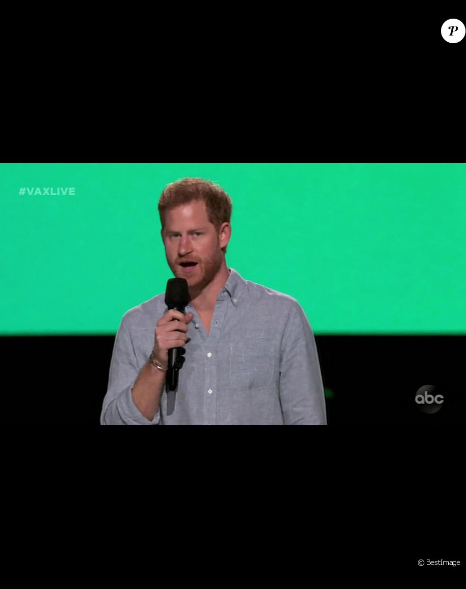 Le prince Harry, duc de Sussex, lors du concert caritatif "Vax Live" en faveur de la vaccination contre le Coronavirus (COVID-19) à Los Angeles. Le 8 mai 2021