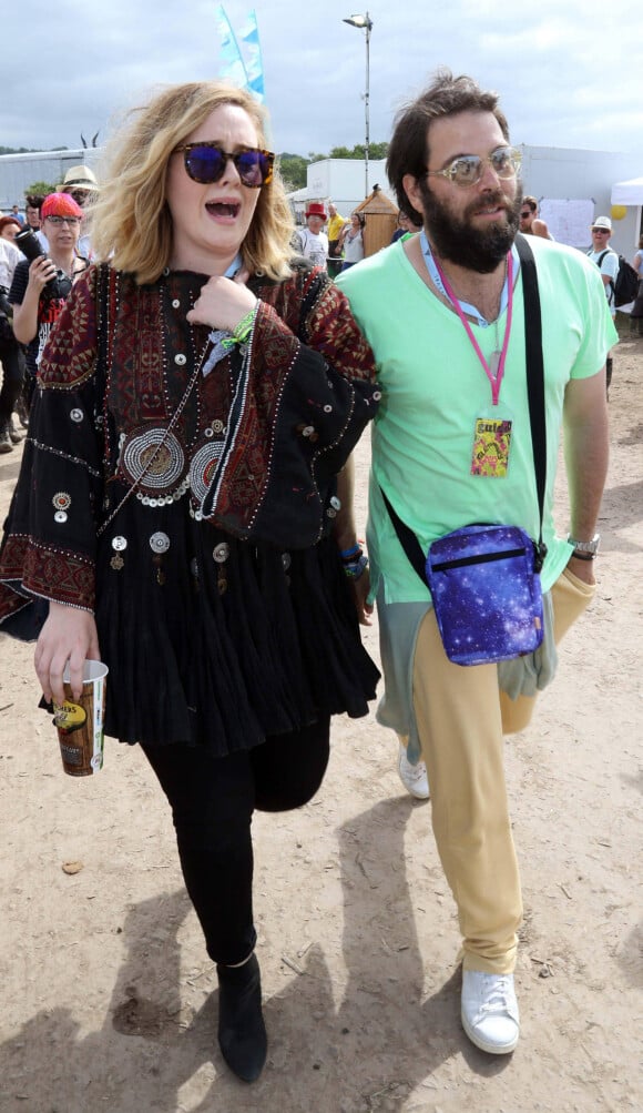 La chanteuse Adele et son ex-mari Simon Konecki - Festival Glastonbury, le 28 juin 2015.