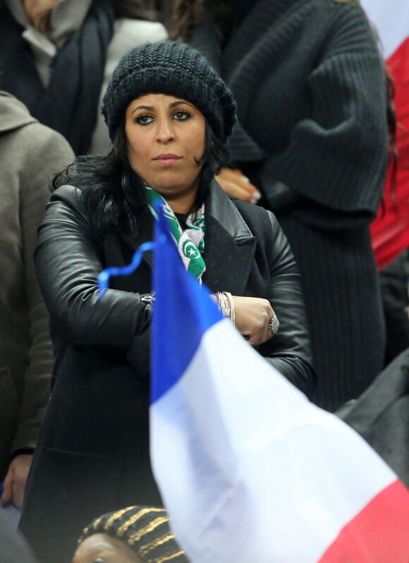 Wahiba Ribery (femme de Franck Ribery) - People asssitent a la victoire des bleus face a l'Ukraine qui se qualifient pour le mondial au Bresil, au stade de France à Saint-Denis.