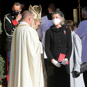La princesse Caroline de Hanovre - Sorties de la cathédrale de Monaco après la messe d'action de grace avec Te Deum lors de la la fête nationale de Monaco le 19 novembre 2021. dominique Jacovides / Bruno Bebert / Bestimage