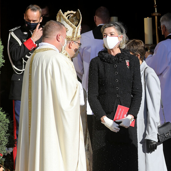 La princesse Caroline de Hanovre - Sorties de la cathédrale de Monaco après la messe d'action de grace avec Te Deum lors de la la fête nationale de Monaco le 19 novembre 2021. dominique Jacovides / Bruno Bebert / Bestimage