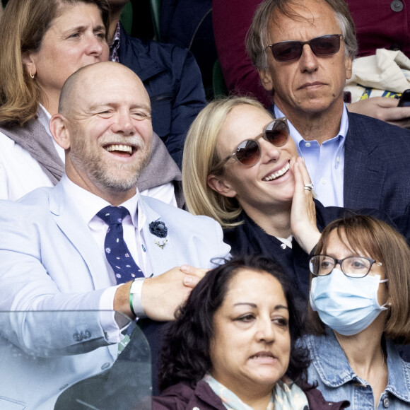 Zara Phillips (Zara Tindall) et son mari Mike Tindall - Jour 9 - Les célébrités dans les tribunes à Wimbledon, le 7 juillet 2021 
