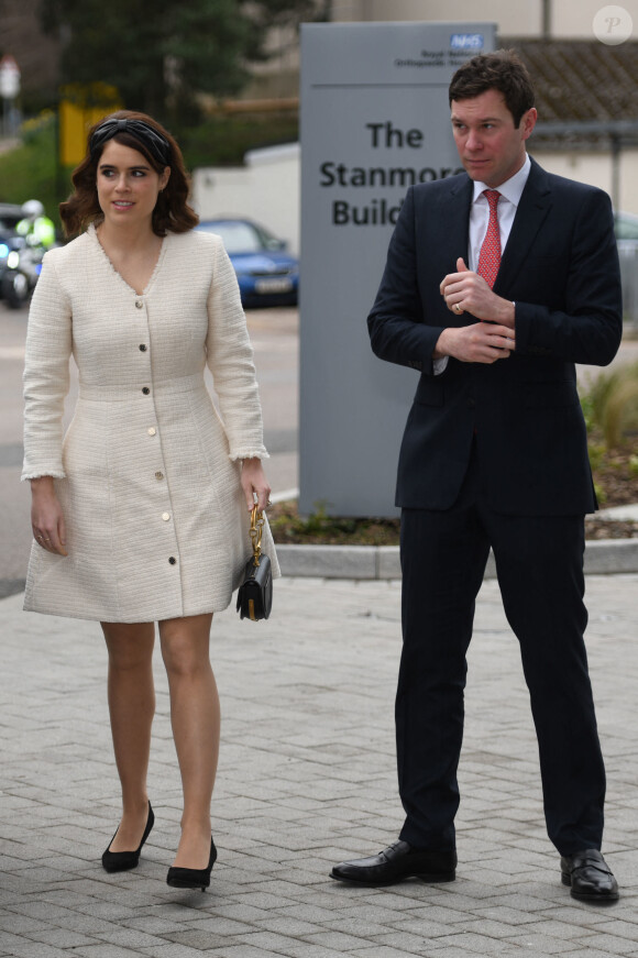 La princesse Eugenie, duchesse d'York, Jack Brooksbank lors d'une visite l'Hôpital national orthopédique royal de Londres pour l'ouverture du nouveau bâtiment Stanmore le 21 mars 2019. 