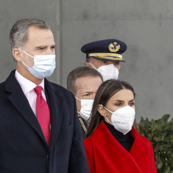 Le roi Felipe VI et la reine Letizia d'Espagne, s'apprêtent à partir en visite d'Etat en Suède, sur l'invitation du roi de Suède, pour souligner et renforcer les relations bilatérales entre les deux pays. Madrid. Le 23 novembre 2021.