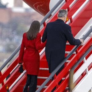 Le roi Felipe VI et la reine Letizia d'Espagne, s'apprêtent à partir en visite d'Etat en Suède, sur l'invitation du roi de Suède, pour souligner et renforcer les relations bilatérales entre les deux pays. Madrid. Le 23 novembre 2021.