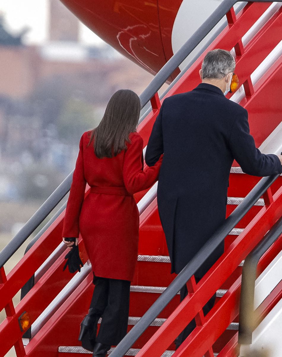 Le roi Felipe VI et la reine Letizia d'Espagne, s'apprêtent à partir en visite d'Etat en Suède, sur l'invitation du roi de Suède, pour souligner et renforcer les relations bilatérales entre les deux pays. Madrid. Le 23 novembre 2021.