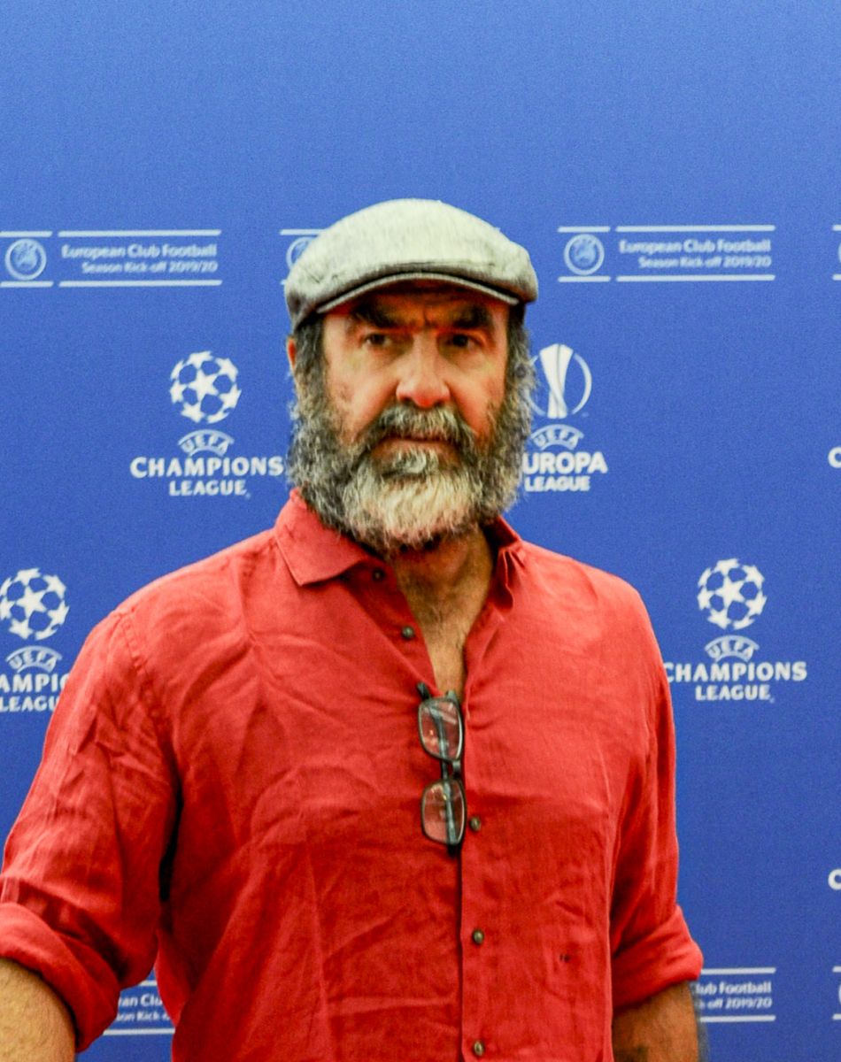 Eric Cantona au photocall de la cérémonie du tirage au sort de la phase de poules de l'édition 2019-2020 de la Ligue des Champions à Monaco, le 29 août 2019.