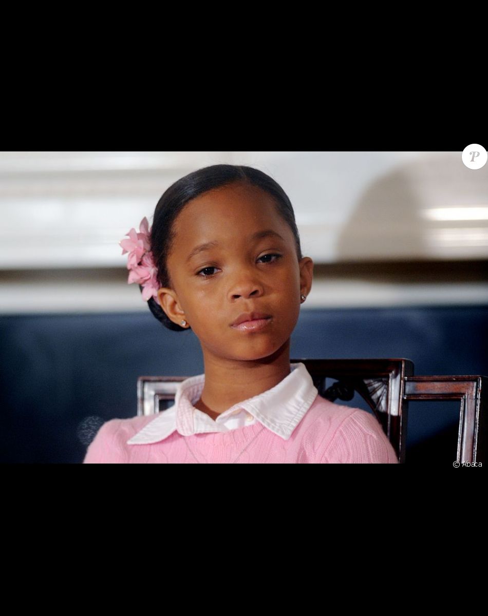 Quvenzhané Wallis star du film et irrésistible baby star reçue par Michelle Obama à la Maison Blanche, le 13 février 2013.