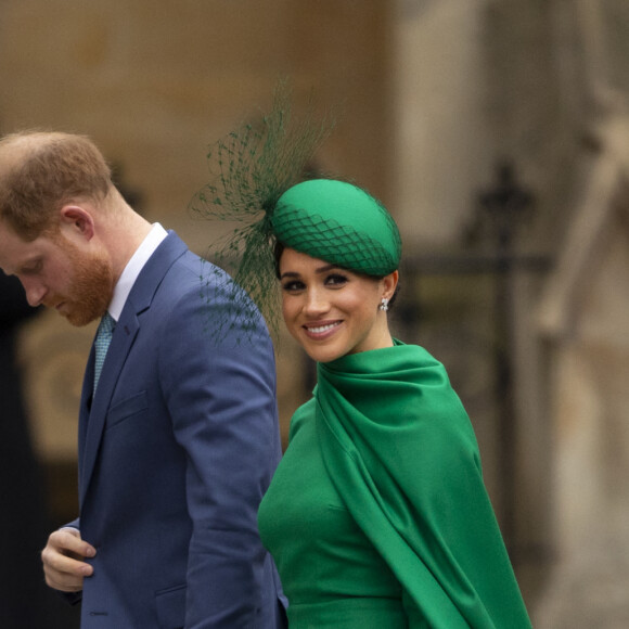 Le prince Harry, duc de Sussex, et Meghan Markle, duchesse de Sussex - La famille royale d'Angleterre lors de la cérémonie du Commonwealth en l'abbaye de Westminster à Londres, le 9 mars 2020.