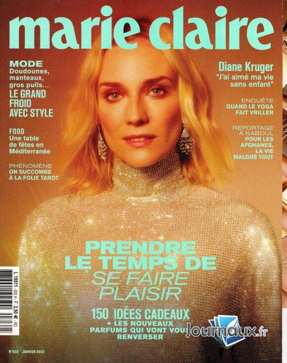 Diane Kruger en couverture de "Marie Claire", numéro de janvier 2022.