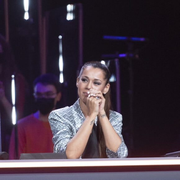 Chimène Badi - Émission "Eurovision France, c'est vous qui décidez" sur France 2 en direct du Studio 128 à la Plaine Saint-Denis le 30 janvier 2021. © Tiziano Da Silva / Pierre Perusseau / Bestimage 