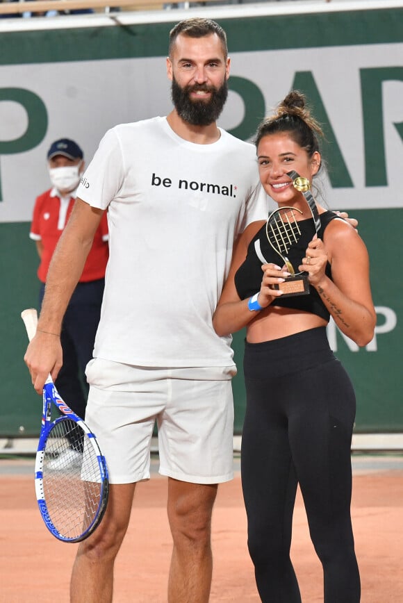 Benoît Paire et sa compagne Julie Bertin - Benoît Paire lors d'un match de tennis à Roland Garros, à Paris. © Veeren/Bestimage 
