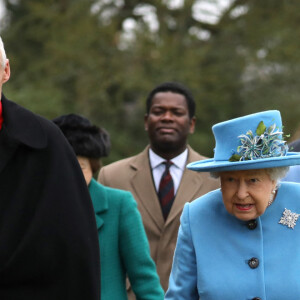 La reine Elizabeth II d'Angleterre vient assister à la messe dominicale en l'église Saint-Pierre & Saint-Paul à Sandringham. Le 2 février 2020.