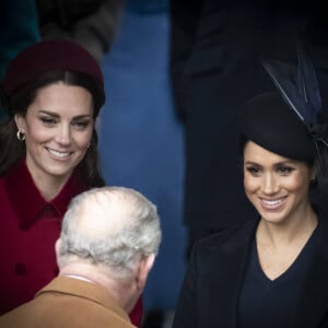 Catherine Kate Middleton, duchesse de Cambridge, Meghan Markle, duchesse de Sussex - La famille royale assiste à la messe de Noël à Sandringham le 25 décembre 2018. 