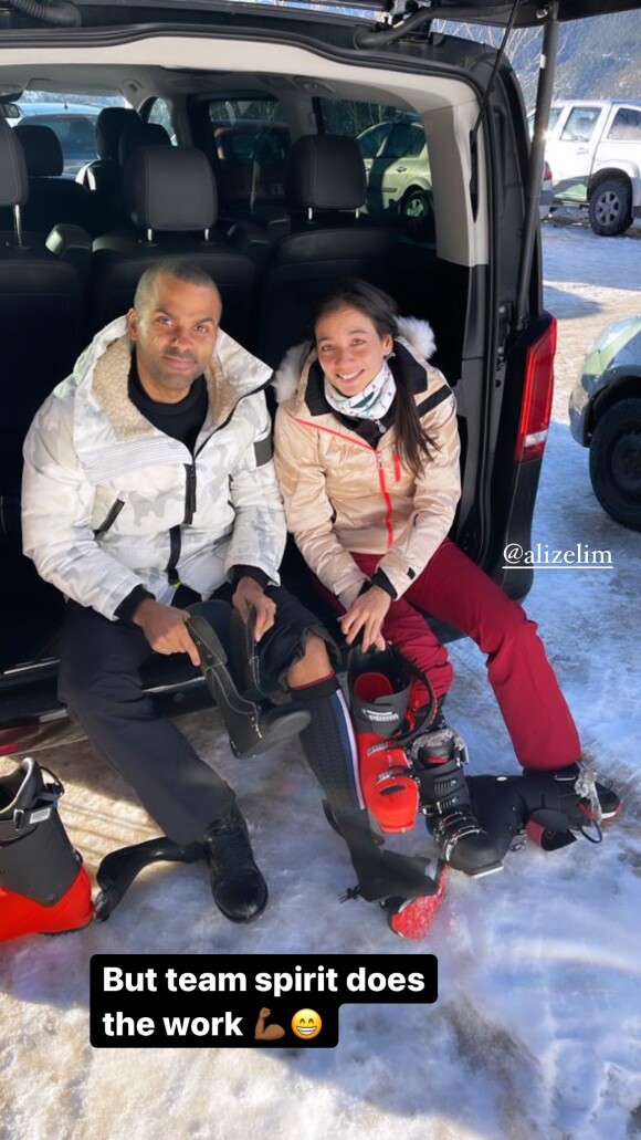 Tony Parker Et Alizé Lim font du ski à Villard-de-Lans.